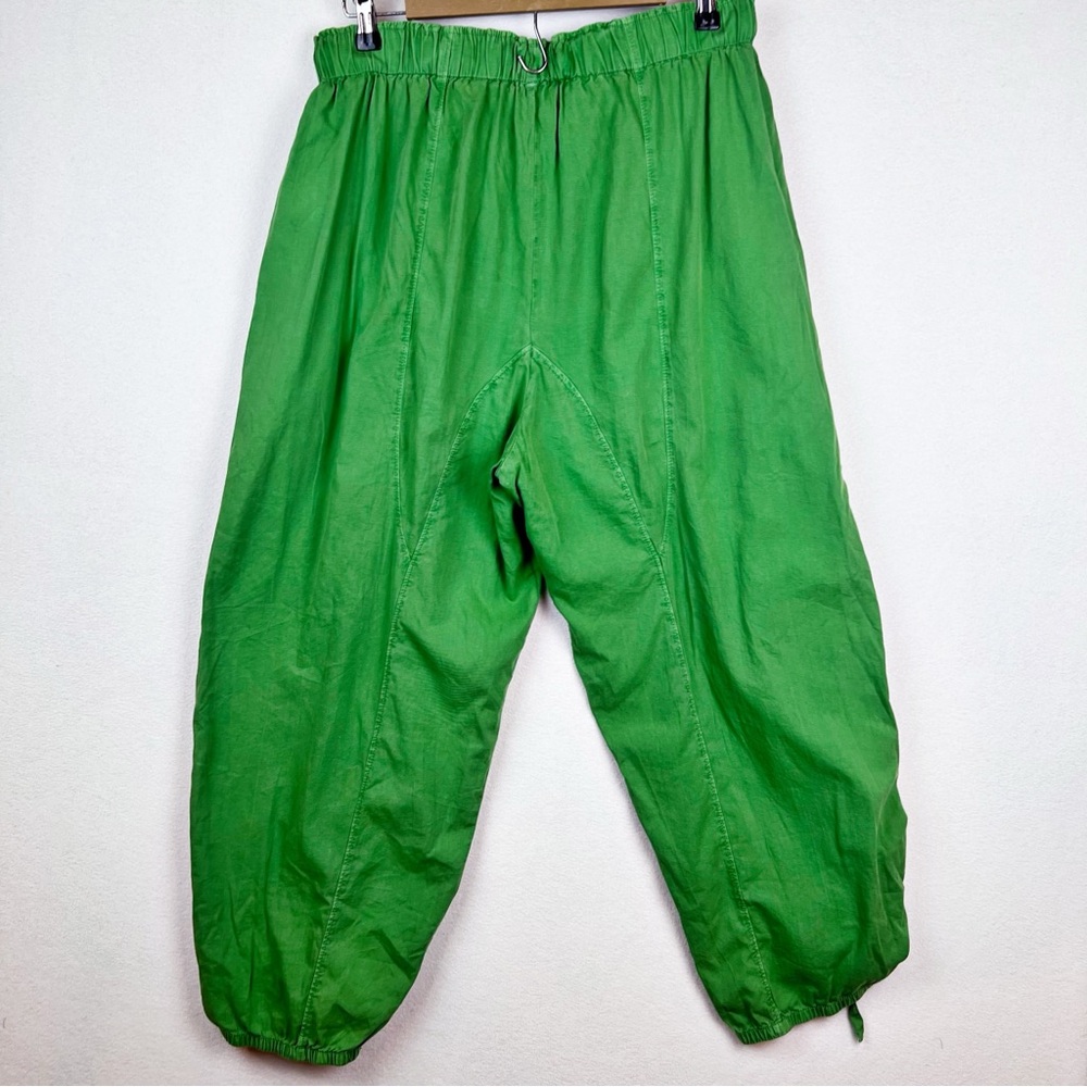 Free People Hadley Poplin Pants Size Medium Oversized Kelly Green Lightweight - Picture 8 of 9